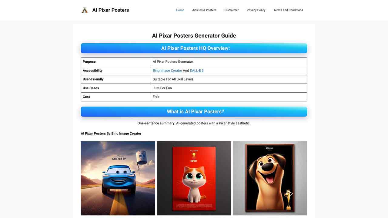 AI Pixar Posters Generator