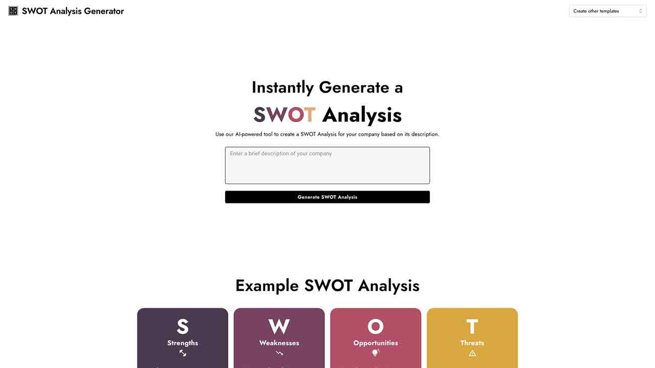 AI SWOT Analysis Generator