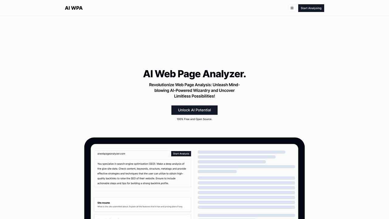 AI Web Page Analyzer (AI WPA)