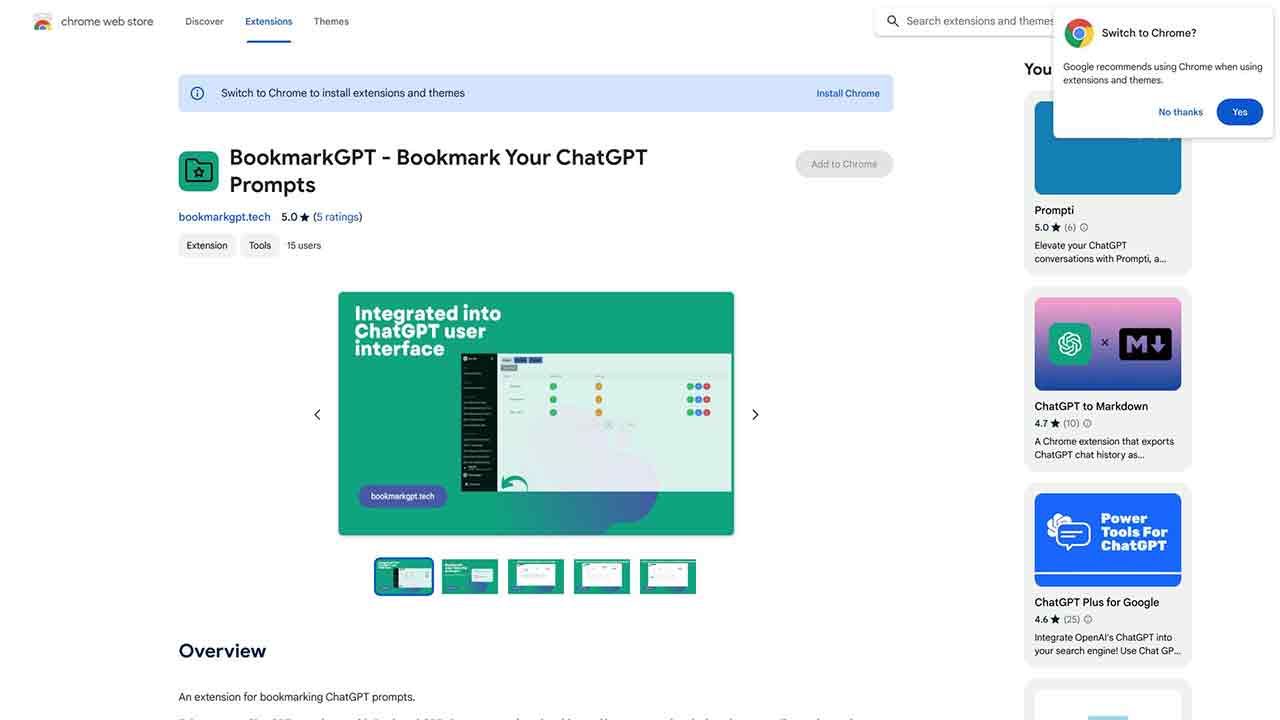 BookmarkGPT - Bookmark Your ChatGPT Prompts