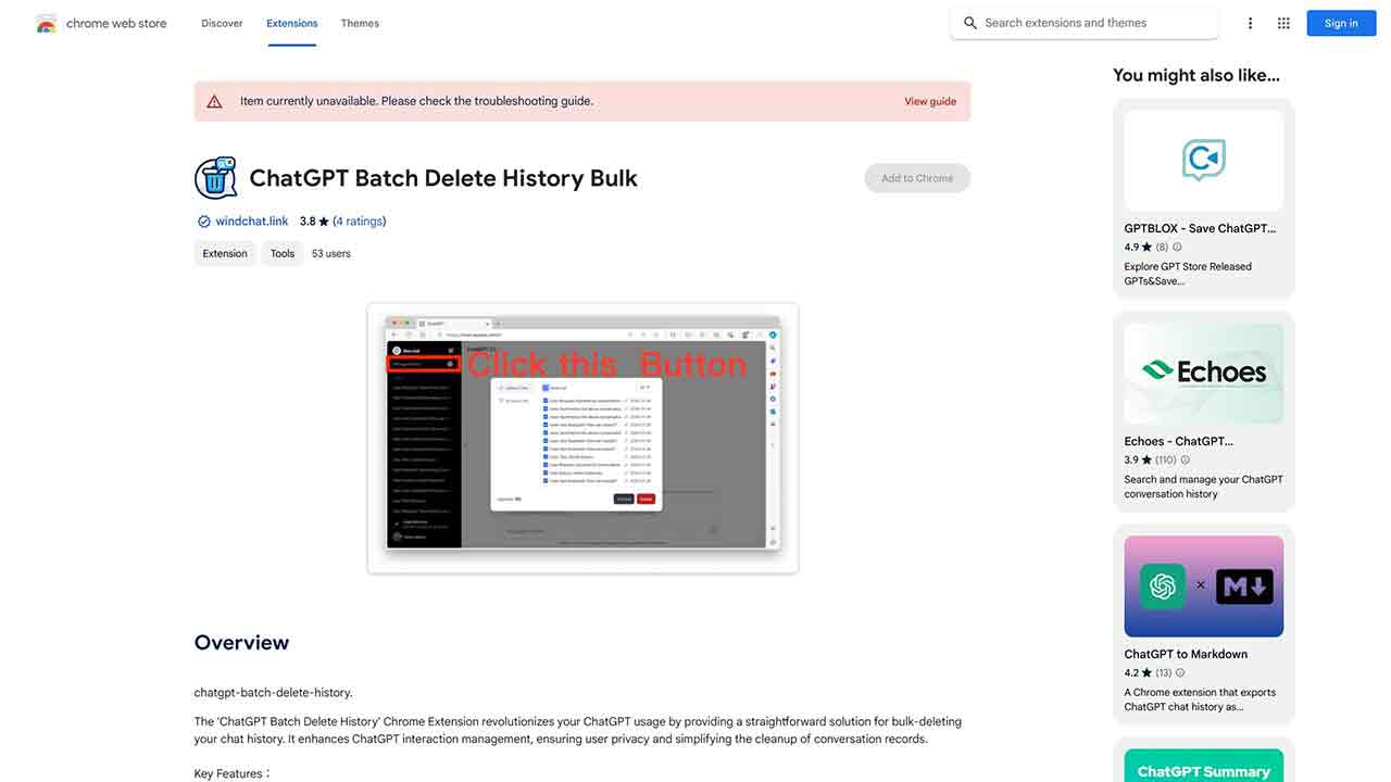 ChatGPT Batch Delete History