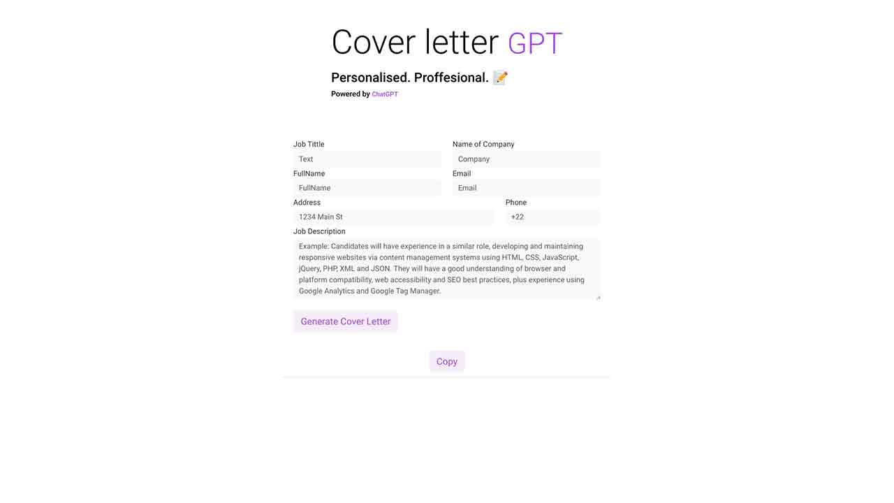 ChatGPT Cover Letter Builder