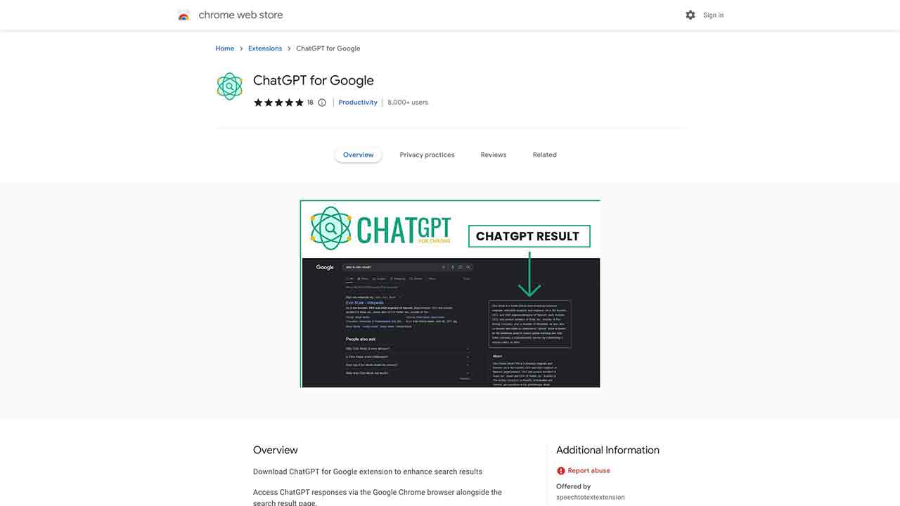 ChatGPT Google Chrome Extension