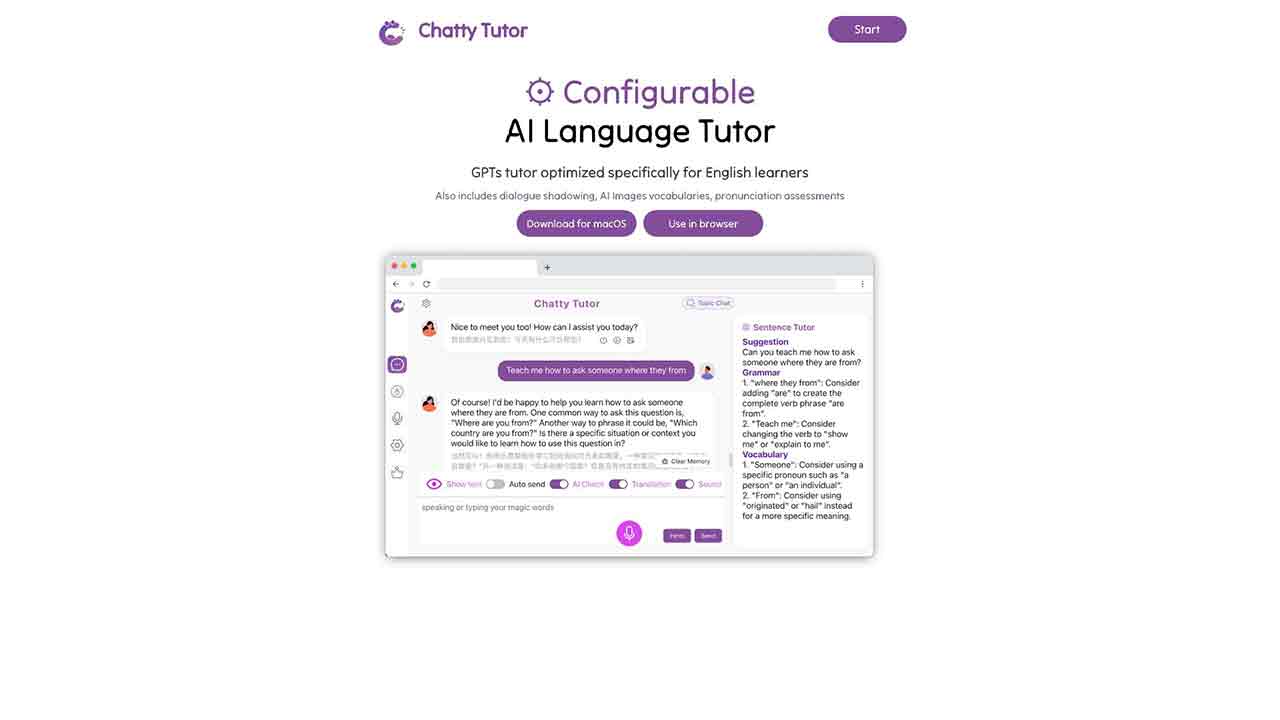 Chatty Tutor - Configurable AI Language Tutor