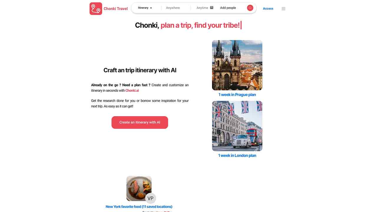 Chonki - Travel community and itinerary planner