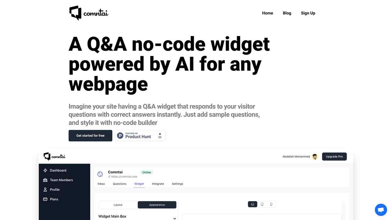 Comntai - AI Powered FAQ Chatbot