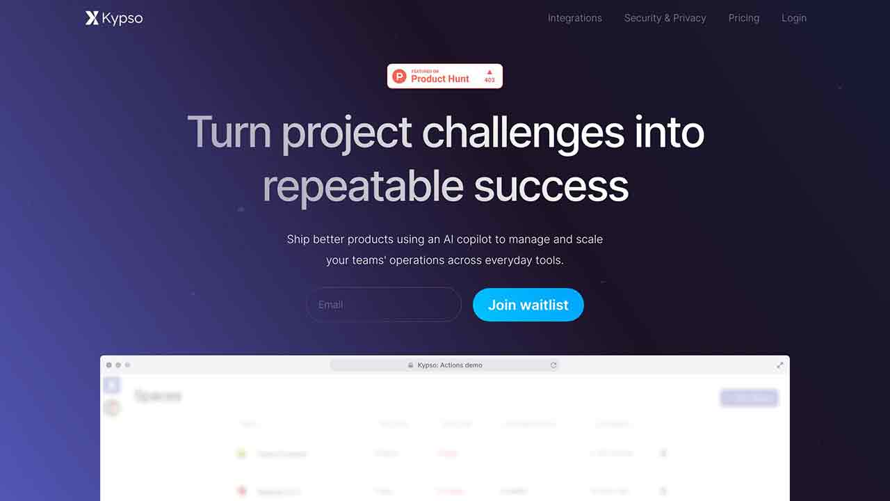 Kypso - Project intelligence platform