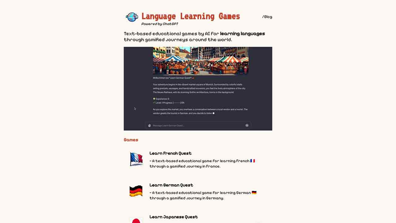 Language Learning Games by AI