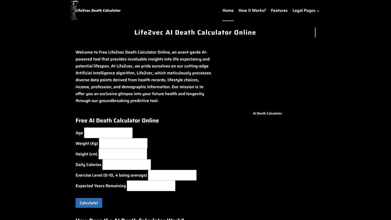 Life2vec AI Death Calculator Online