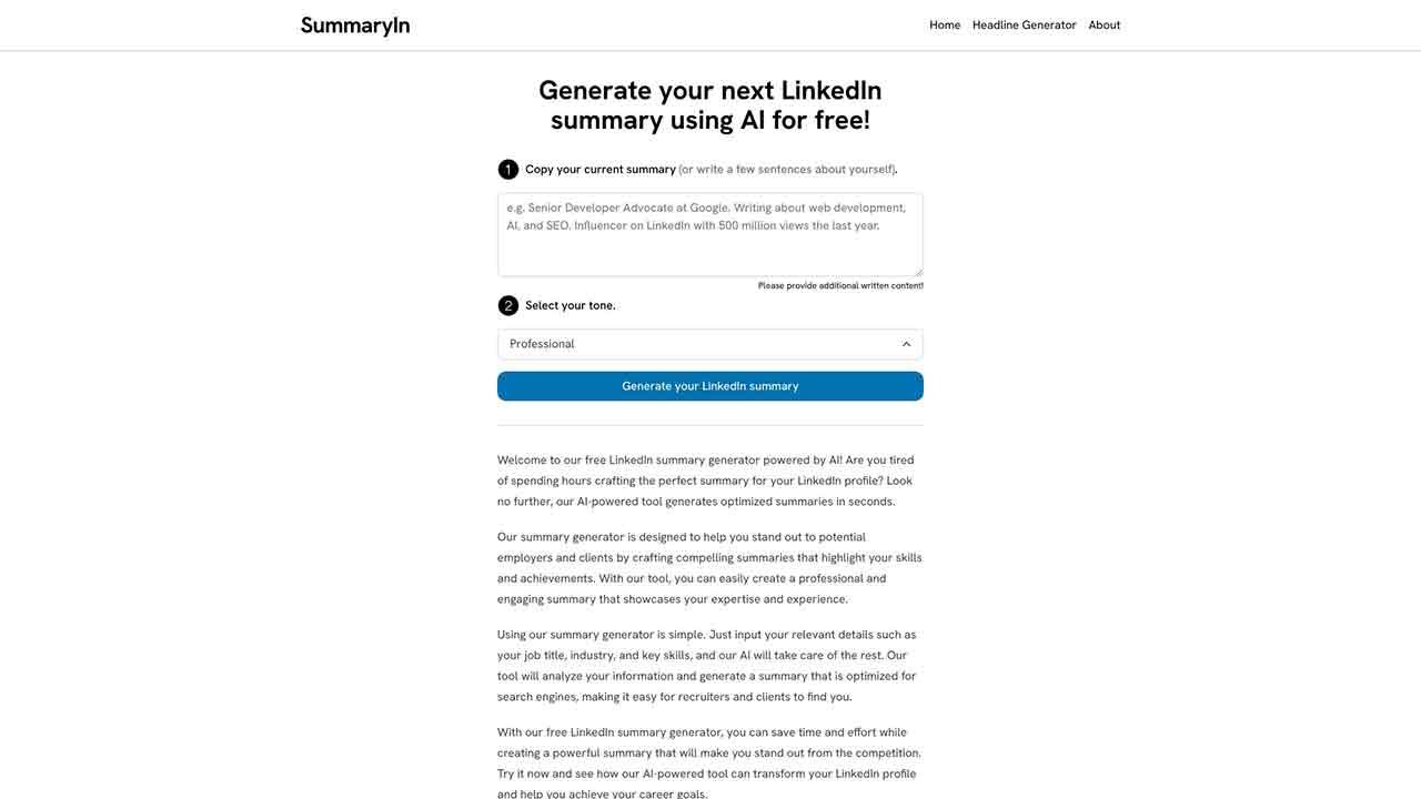 LinkedIn Summary Generator