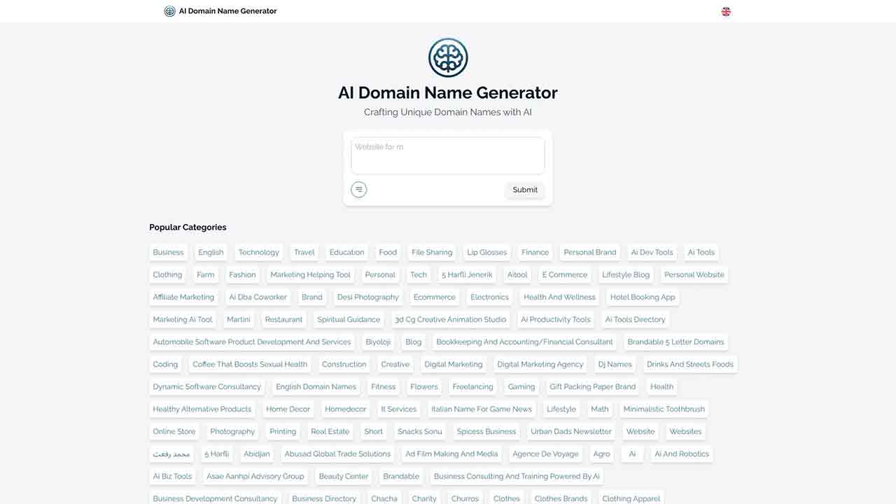 Multilanguage AI Domain Name Generator