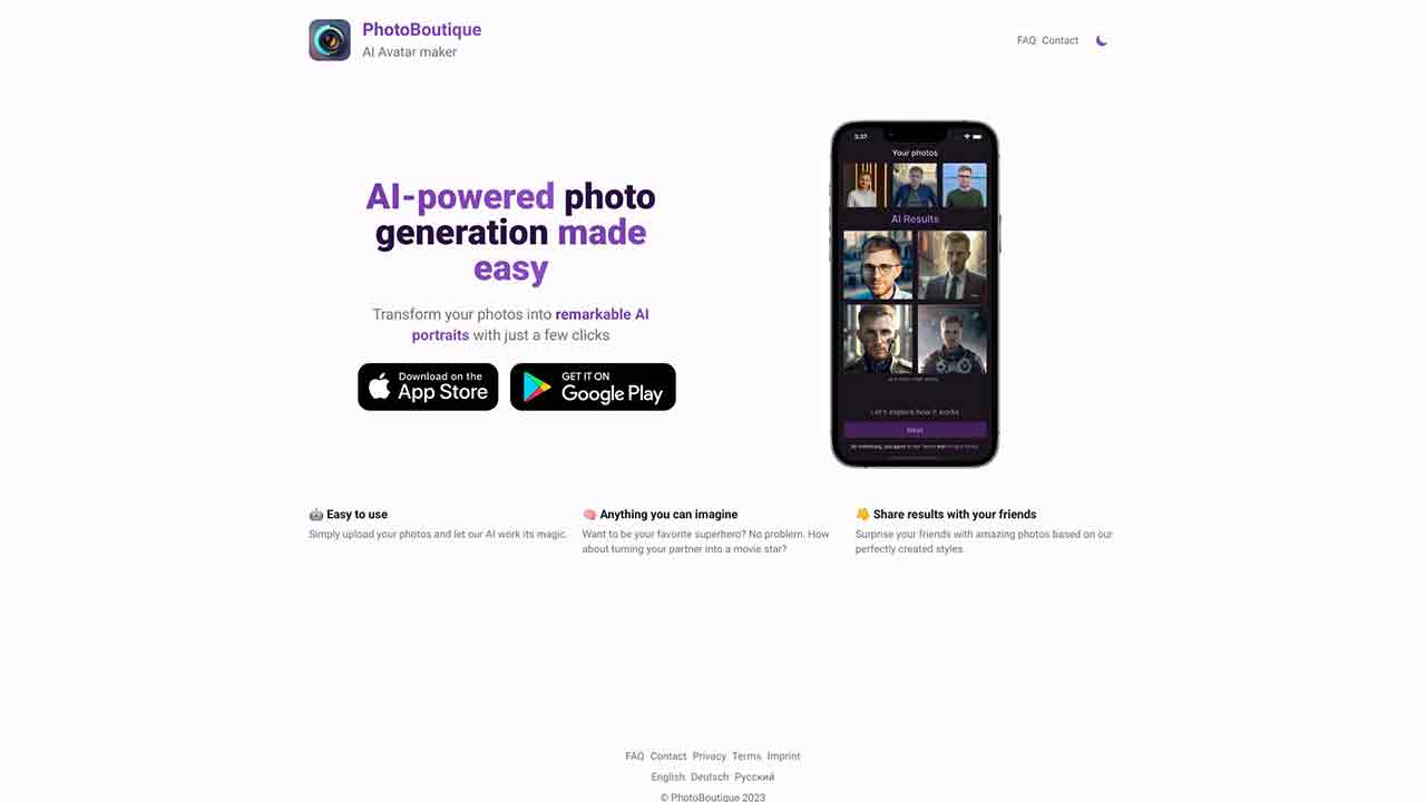 PhotoBoutique - AI Photo Generator