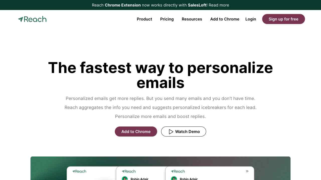 Reach - The fastest way to personalize emails