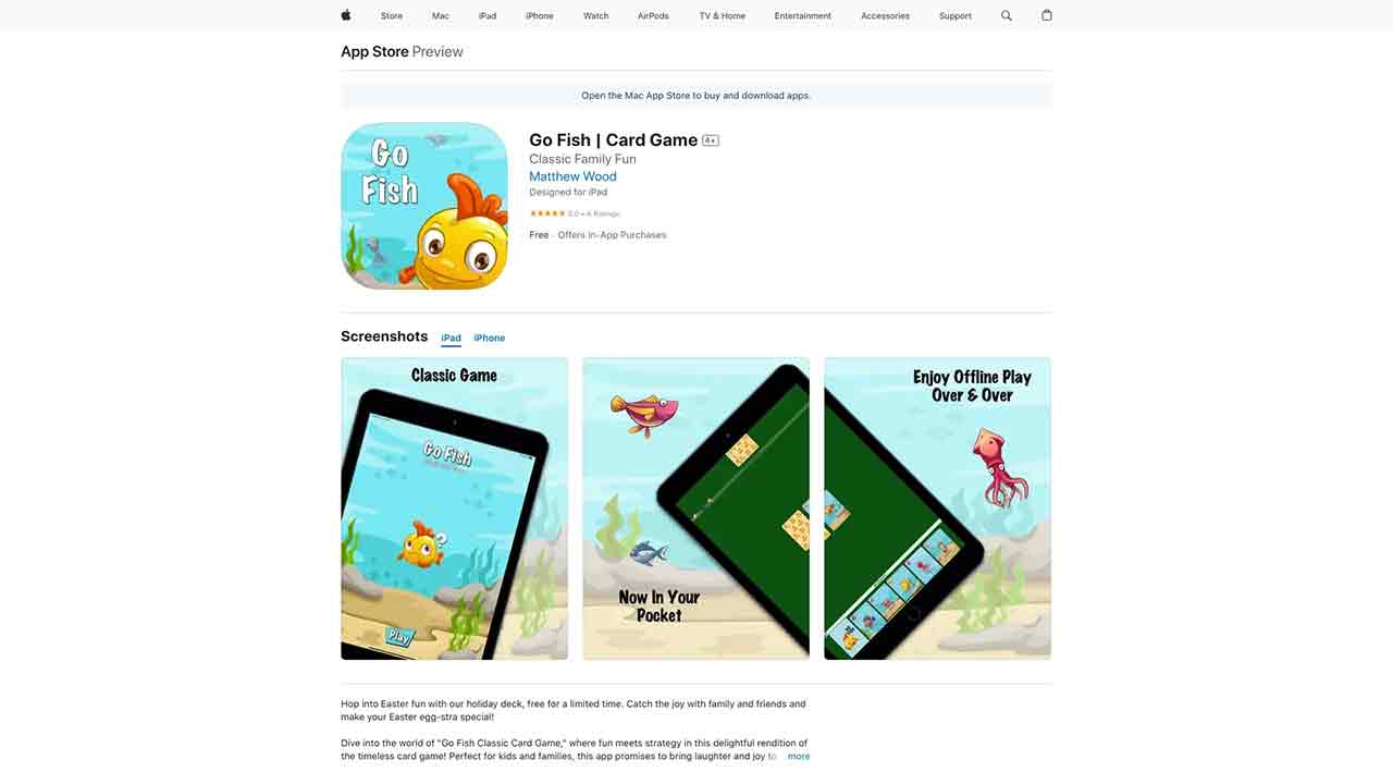 Single Player iOS Go Fish