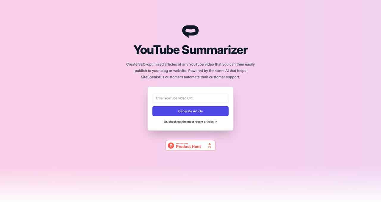 SiteSpeakAI - YouTube Summarizer