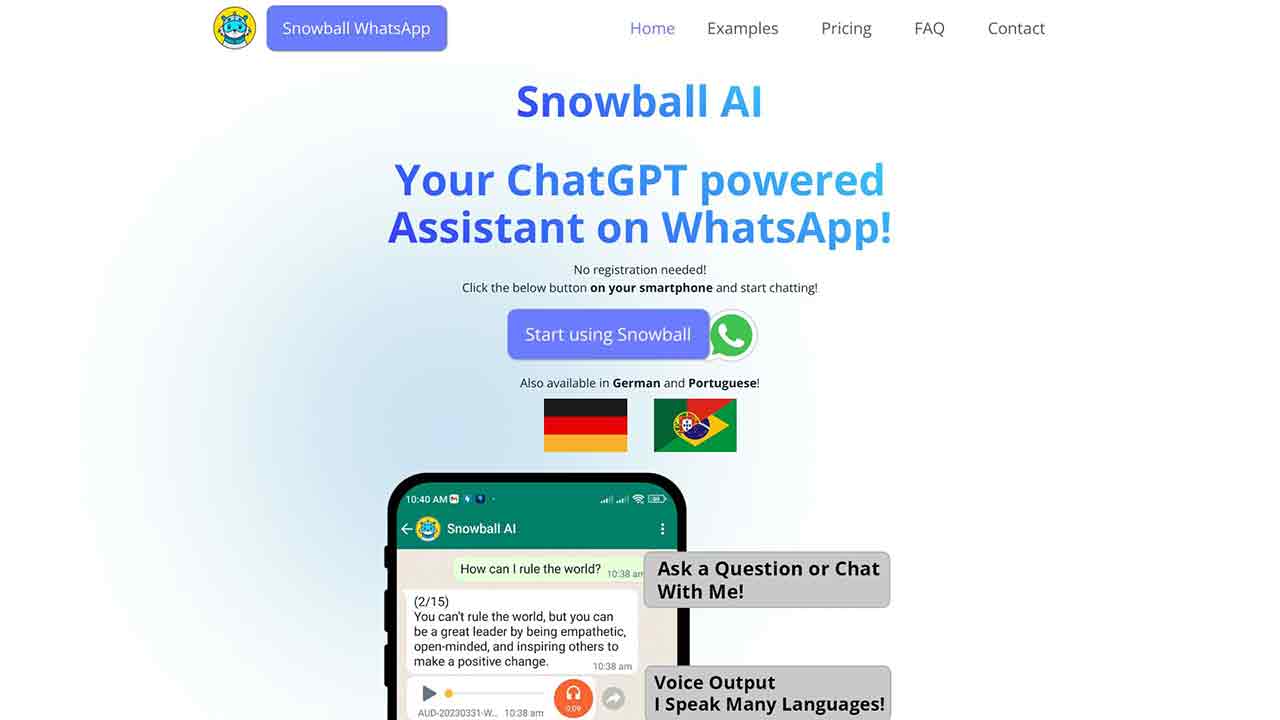 Snowball AI - ChatGPT in WhatsApp