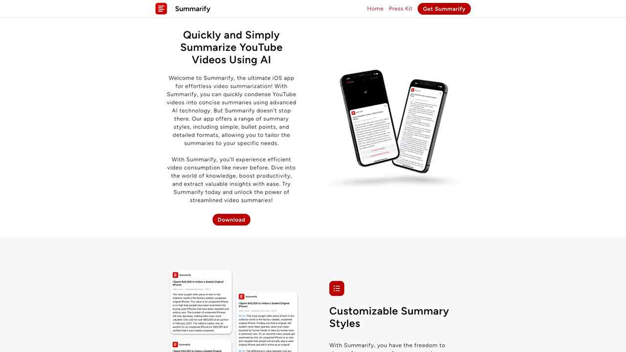 Summarify AI For YouTube Powered By ChatGPT