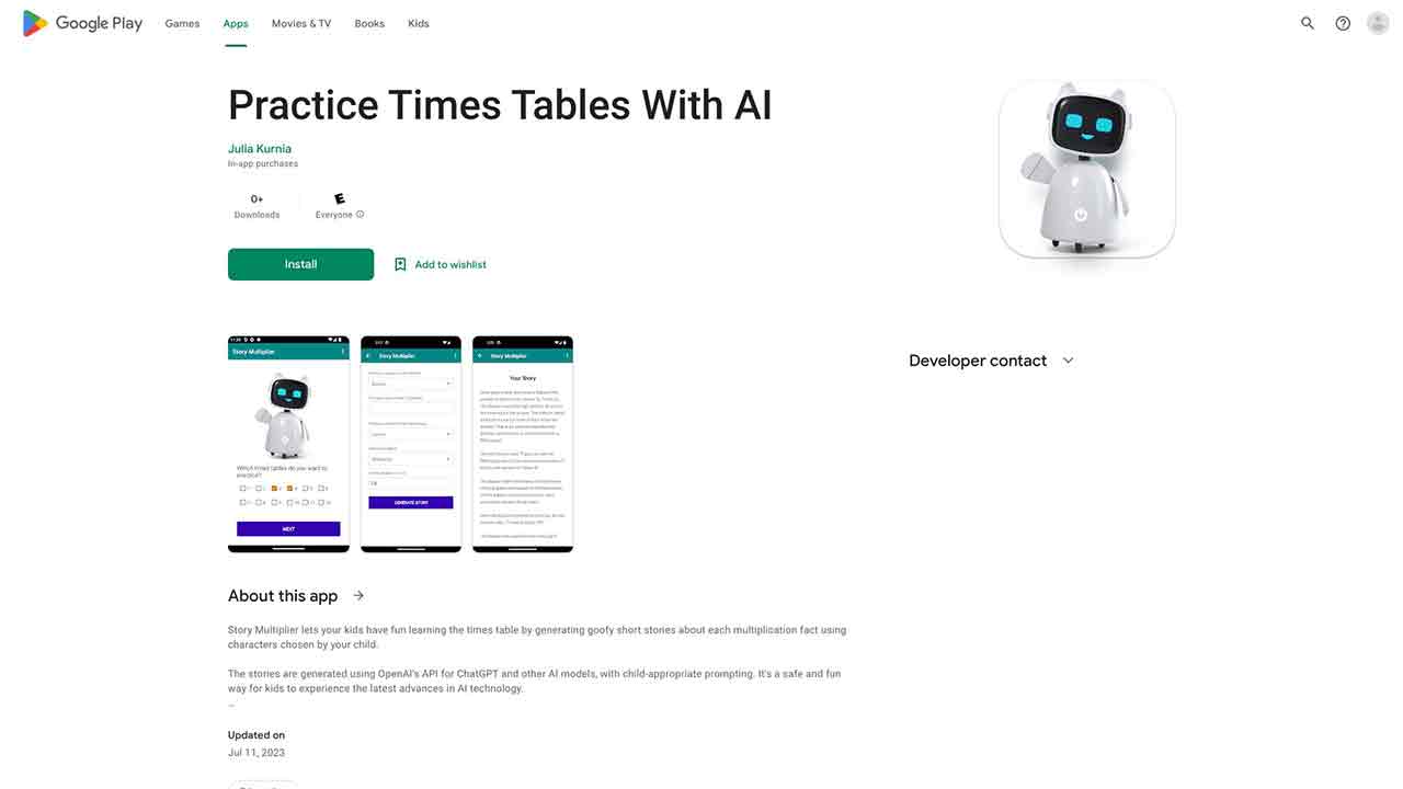 Times Table Story Generator