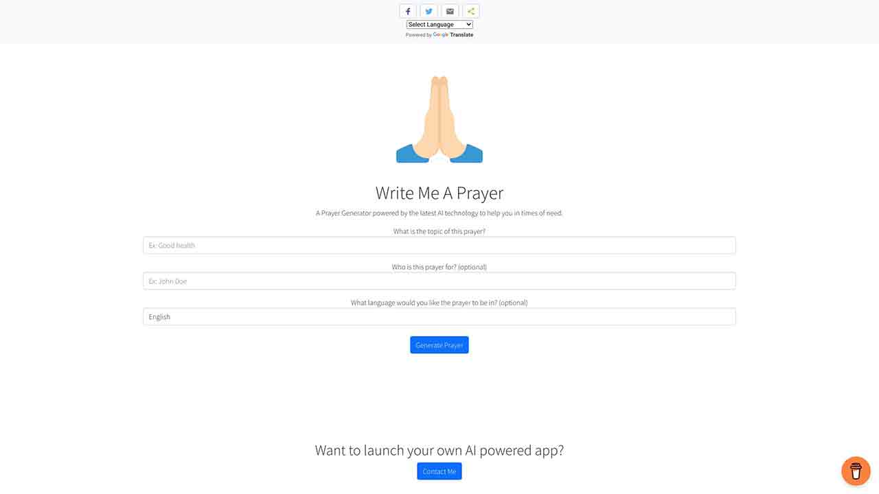 Write Me A Prayer - An AI Powered Prayer Generator